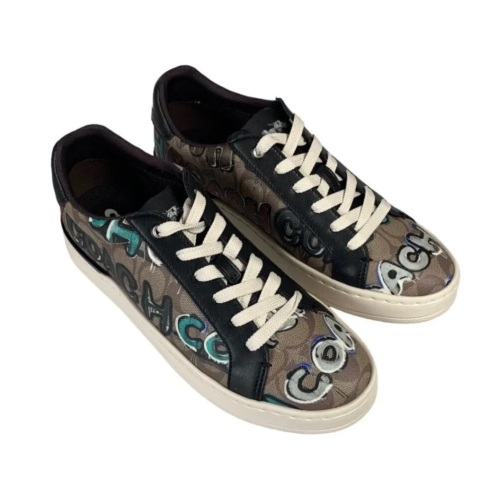 NWT Coach X Clip Mint + Serf Sneakers Sz.9 Low Top Signature Khaki Multi Canvas - Picture 10 of 16